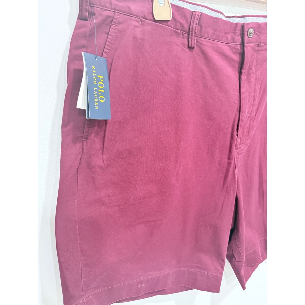 Polo Ralph Lauren Mens Stretch Classic Fit 9 Inch Chino Shorts Burgundy Red 42 - Picture 2 of 7